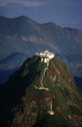Adams Peak, place of pilgrimage for four religions and allegedly carrying a footprint of the Buddha, who visited Lanka. Accessible from Ratnapura and Massakele, but probably best seen from the summit of Mt Pedro outside Nuwara Eliya. 